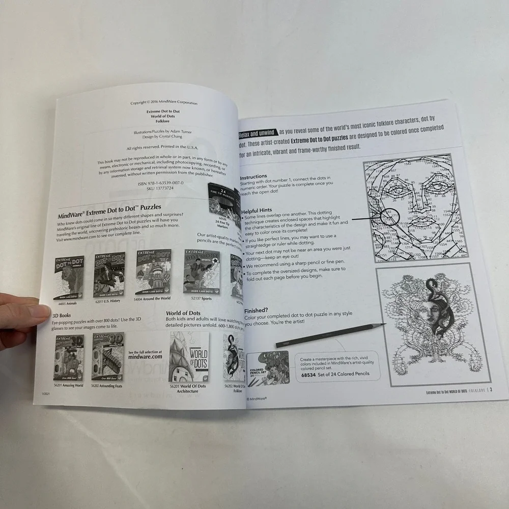 2 MindWare Extreme Dot to Dot Books Rainforest & World of Dots Folklore Unused